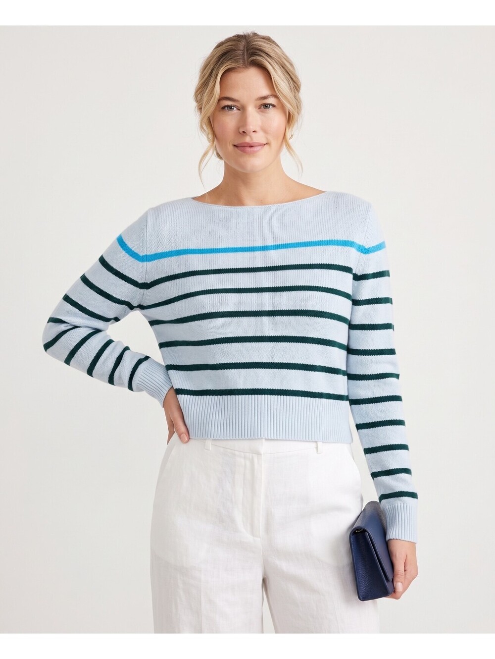 NWT Charter Club Luxury 100% Cashmere Striped Boat Neck Sweater XL